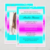 Birthday Afstuderen Roze Blue Gold Confetti Foto Kaart (Voorkant / Achterkant)