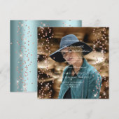 Birthday Afstuderen Spark Foto Confetti Roos Blue Kaart (Voorkant / Achterkant)