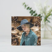 Birthday Afstuderen Spark Foto Confetti Roos Blue Kaart (Staand voorkant)