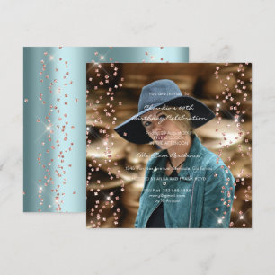 Birthday Afstuderen Spark Foto Confetti Roos Blue Kaart