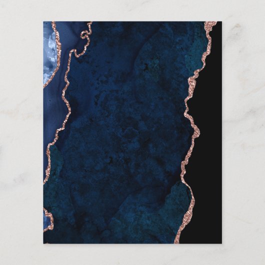 Birthday agate marmer blue roos budget uitnodiging flyer (Achterkant)