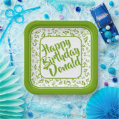 Birthday Age 45 Random Number Pattern Green/White Papieren Bordje (Feest)