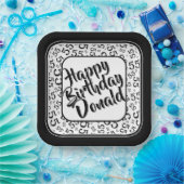 Birthday Age 55 Random Number Pattern Black/White Papieren Bordje (Feest)