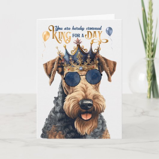 Birthday Airedale Terrier Dog King voor een dag Kaart (Voorkant)