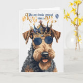 Birthday Airedale Terrier Dog King voor een dag Kaart (Gele Bloem)