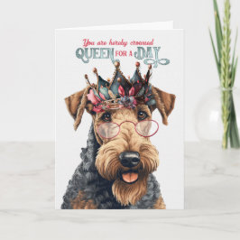 Birthday Airedale Terrier Dog Queen voor een dag Kaart