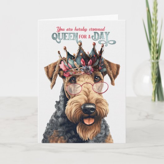Birthday Airedale Terrier Dog Queen voor een dag Kaart (Voorkant)