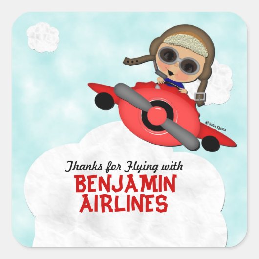Birthday Airlines-Stickers Vierkante Sticker (Voorkant)