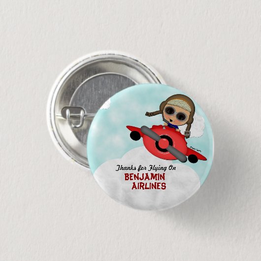 Birthday Airplane Button (Voorkant /achterkant)