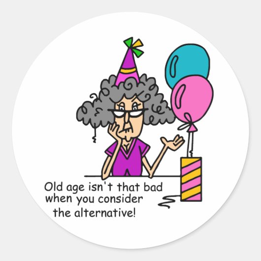 Birthday Alternative Humor Ronde Sticker (Voorkant)