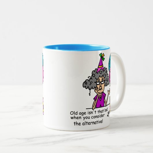 Birthday Alternative Humor Tweekleurige Koffiemok (Voorkant rechts)