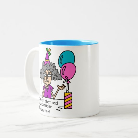 Birthday Alternative Humor Tweekleurige Koffiemok (Voorkant links)