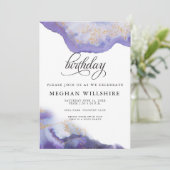 Birthday Amethyst Waterverf Geode Kaart (Staand voorkant)