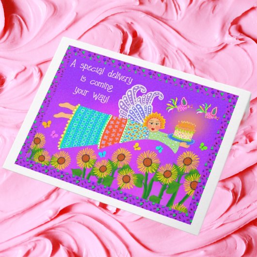 Birthday Angel Gevouwen Wenskaart Kaart