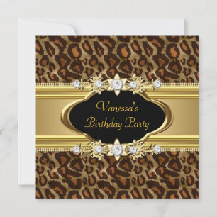 Birthday Animal Print Gold Black Kaart