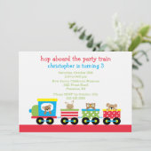 Birthday Animal Train Birthday Invitation Kaart (Staand voorkant)