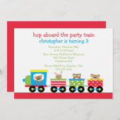Birthday Animal Train Birthday Invitation Kaart (Voorkant / Achterkant)