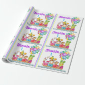 Birthday Animal Train Personaliseer naam en leefti Cadeaupapier (Uitgerold)