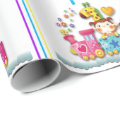 Birthday Animal Train Personaliseer naam en leefti Cadeaupapier (Rol Hoek)