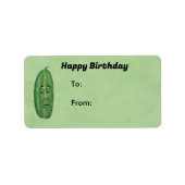 Birthday Anthropomorphic Green Pickle With Face Etiket (Voorkant)