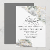 Birthday April Diamond Waterverf Geode Kaart (Voorkant / Achterkant)