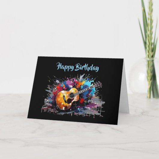 Birthday  Artistic Abstract Guitar Music Lover's  Feestdagen Kaart (Voorkant)