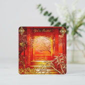Birthday Asian Uitzicht Gold Bamboo Red Kaart (Staand voorkant)
