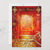 Birthday Asian Uitzicht Gold Bamboo Red Kaart (Voorkant)