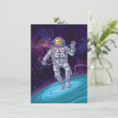 Birthday. Astronaut in de ruimte met Sterren & Gal Kaart (Staand voorkant)