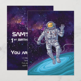Birthday. Astronaut in de ruimte met Sterren & Gal Kaart