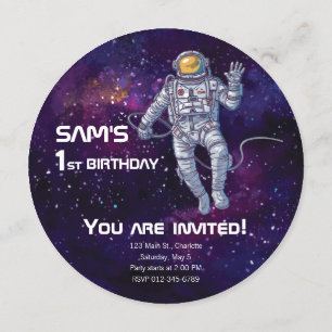 Birthday. Astronaut in de ruimte met Sterren & Gal Kaart