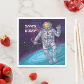 Birthday. Astronaut in de ruimte met Sterren & Gal Servet (Insitu)