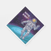 Birthday. Astronaut in de ruimte met Sterren & Gal Servet (Hoek)