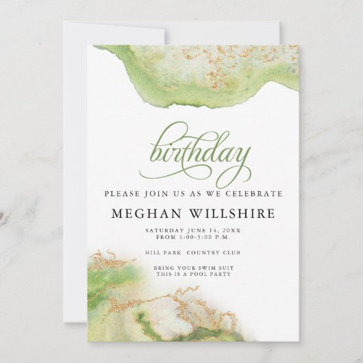 Birthday August Peridot Waterverf Geode Kaart (Voorkant)