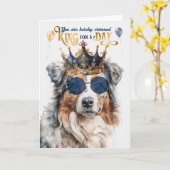 Birthday Australian Shepherd Dog King voor een dag Kaart (Gele Bloem)