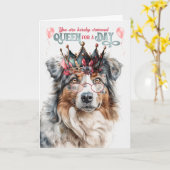 Birthday Australian Shepherd Dog Queen voor een da Kaart (Gele Bloem)