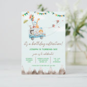 Birthday-avontuur, vliegende dieren, vogeldag kaart (Staand voorkant)