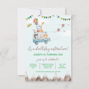 Birthday-avontuur, vliegende dieren, vogeldag kaart