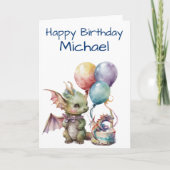 Birthday Baby Dragon Persoonlijke Waterverf Kaart (Voorkant)
