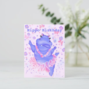 Birthday Baby Kaart Ballerina Hippo - Jouw tekst