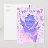 Birthday Baby Kaart Ballerina Hippo - Jouw tekst (Voorkant / Achterkant)