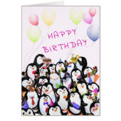 Birthday Baby Kaart Happy Penguins Party Jouw teks (Voorkant)