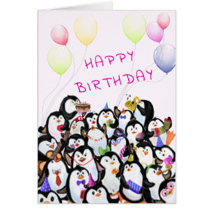 Birthday Baby Kaart Happy Penguins Party Jouw teks