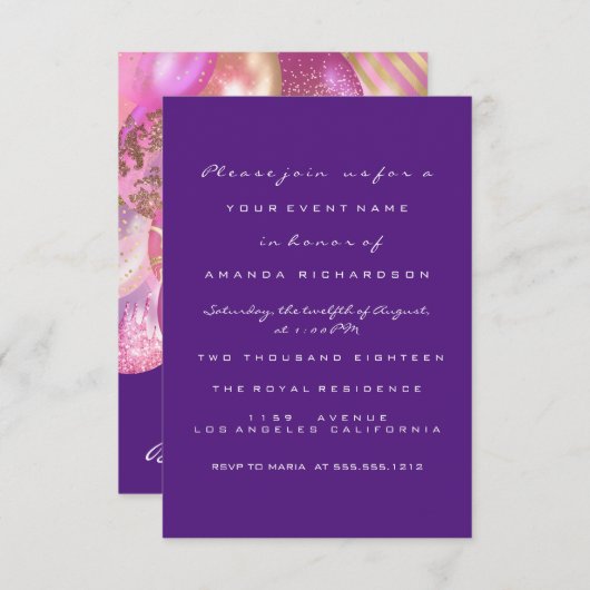 Birthday Baby shower roze goud Ballonspurpel Kaart (Voorkant / Achterkant)