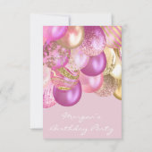 Birthday Baby shower roze goudballonfeest Kaart (Achterkant)