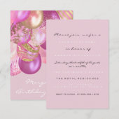 Birthday Baby shower roze goudballonfeest Kaart (Voorkant / Achterkant)