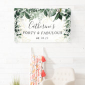 Birthday Backdrop, Waterverf Botanische Greenery Spandoek (Insitu)