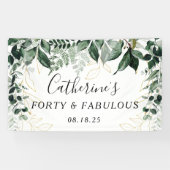 Birthday Backdrop, Waterverf Botanische Greenery Spandoek (Horizontaal)