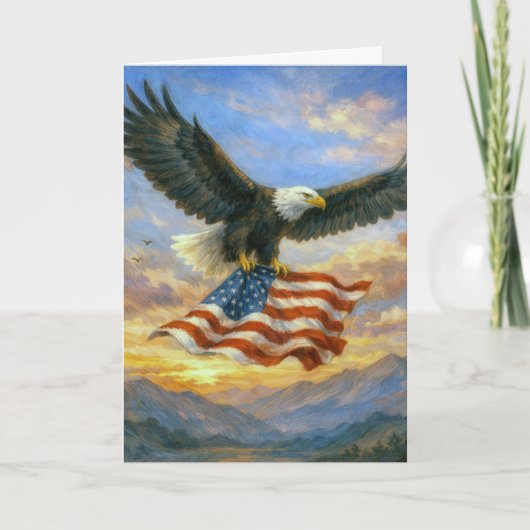 Birthday Bald Eagle With American Flag Kaart (Voorkant)