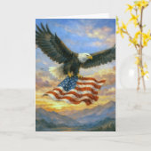 Birthday Bald Eagle With American Flag Kaart (Gele Bloem)